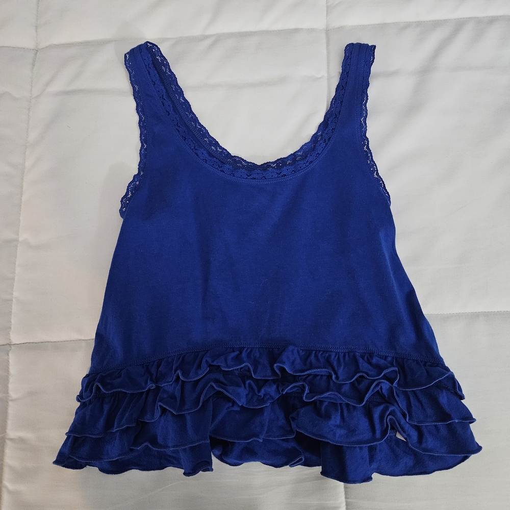 Vintage Hollister Royal Blue Lace Ruffle Tank